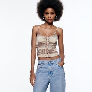 ZARA Lace Knit Corset Top